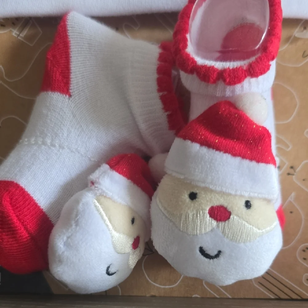Baby Essentials Festive Red and White Hat and Sock Set